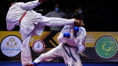 تصویری از رقابت‌های قهرمانی کشور کاراته در سالن شهید کبگانیان تهران